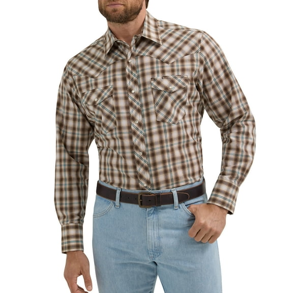Wrangler® Men's and Big Men's Regular Fit Long Sleeve Western Shirt, Sizes S-5XL