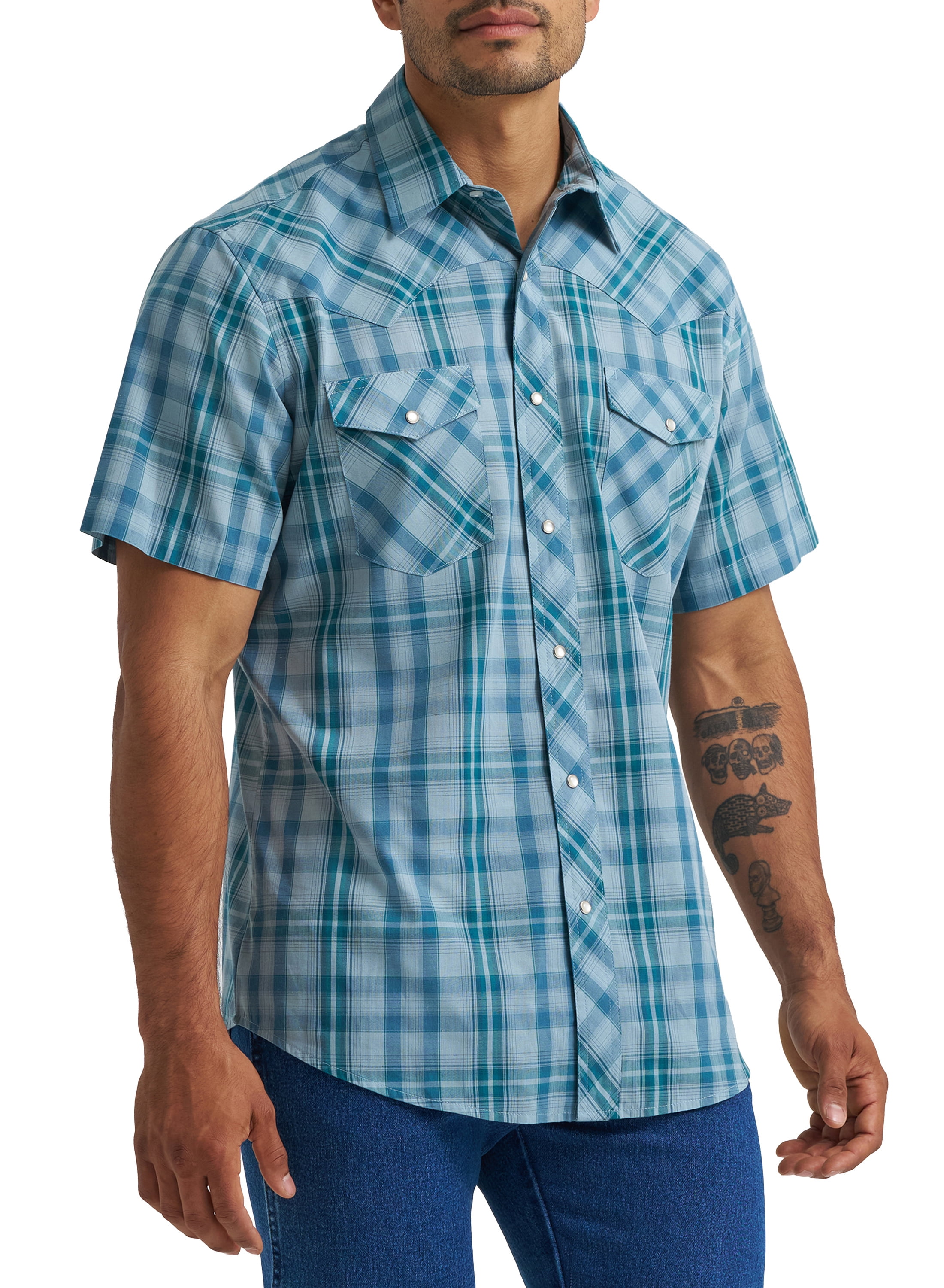 Wrangler® Men's and Big Men's Regular Fit Short Sleeve Western Shirt, Sizes S-5XL