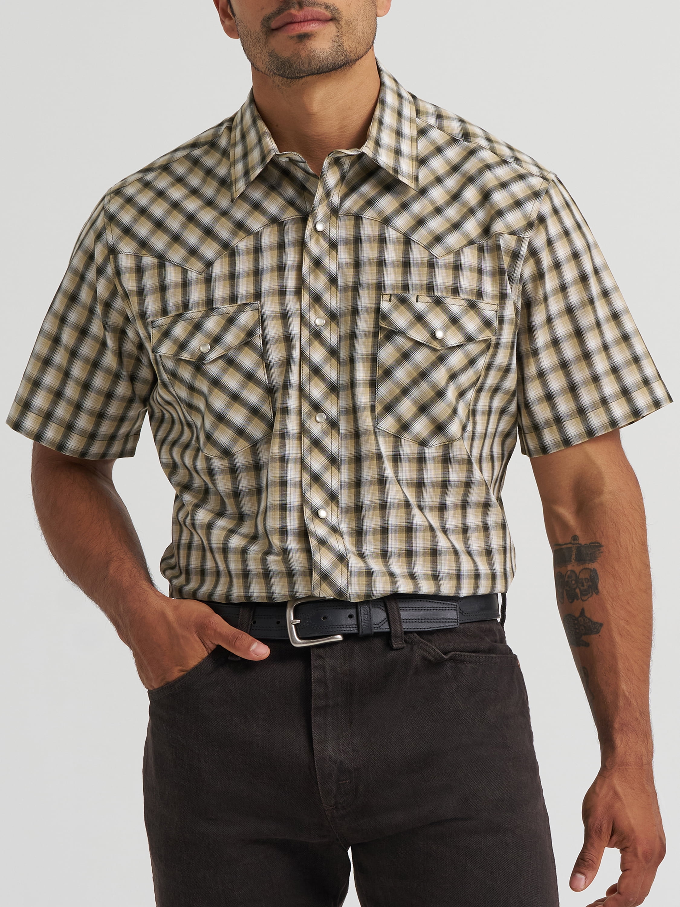 Wrangler® Men's and Big Men's Regular Fit Short Sleeve Western Shirt, Sizes S-5XL