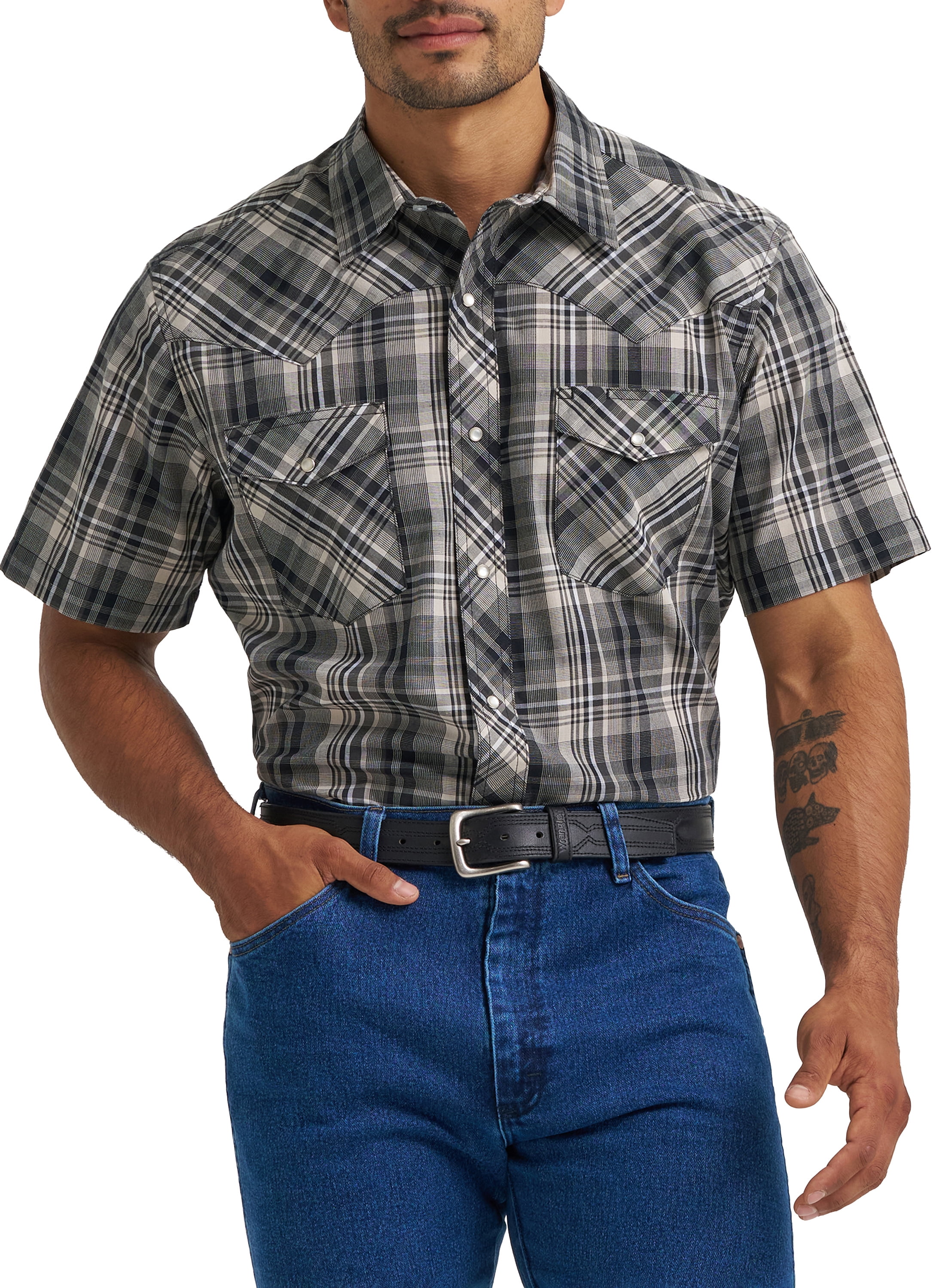 Wrangler® Men's and Big Men's Regular Fit Short Sleeve Western Shirt, Sizes S-5XL