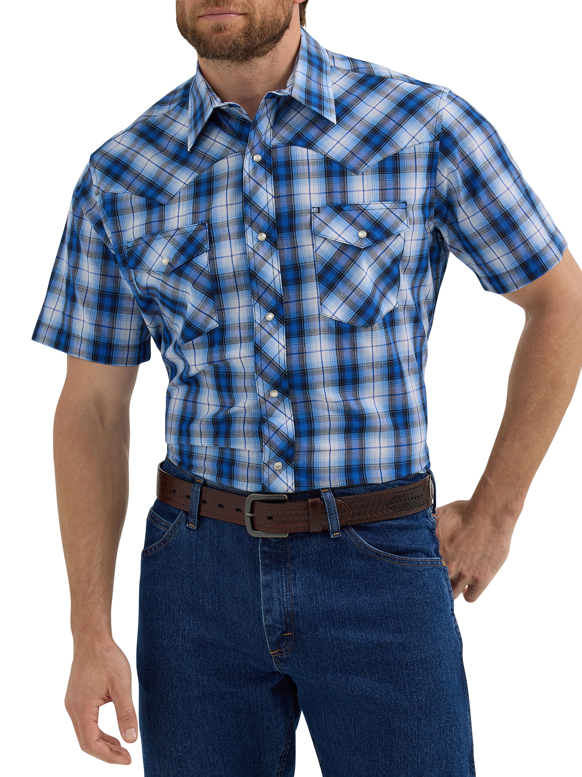 Wrangler® Men's and Big Men's Regular Fit Short Sleeve Western Shirt, Sizes S-5XL