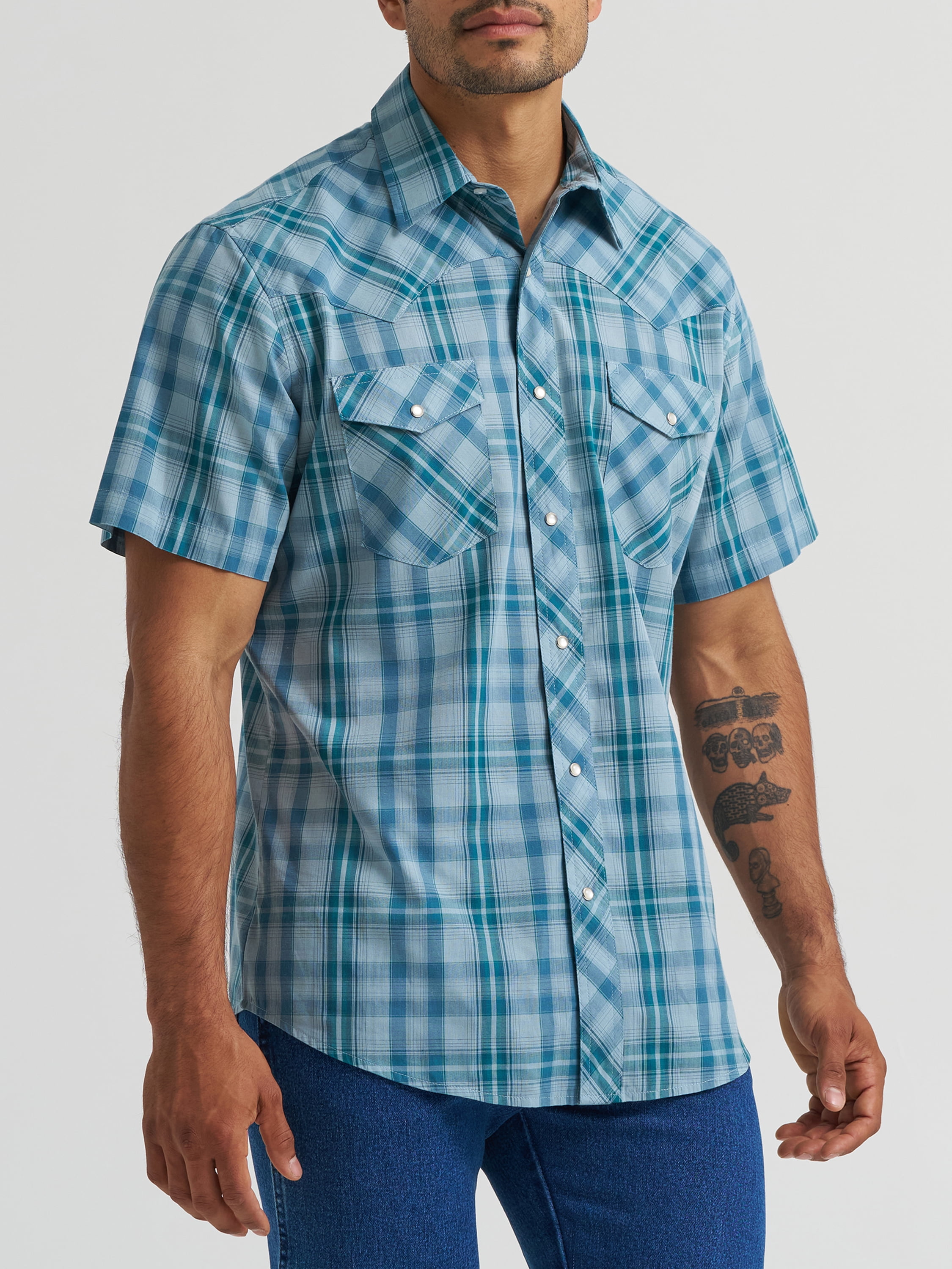 Wrangler® Men's and Big Men's Regular Fit Short Sleeve Western Shirt, Sizes S-5XL