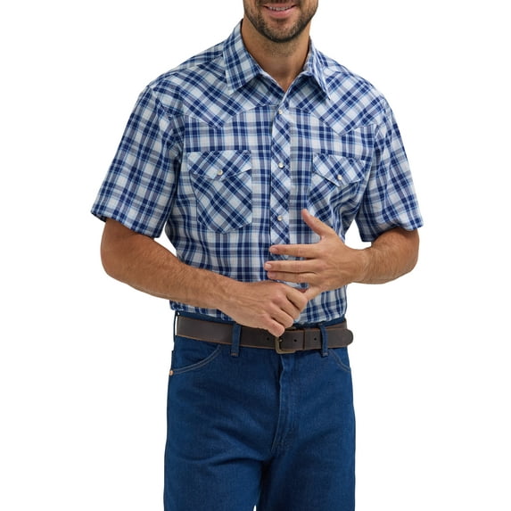 Wrangler® Men's and Big Men's Regular Fit Short Sleeve Western Shirt, Sizes S-5XL