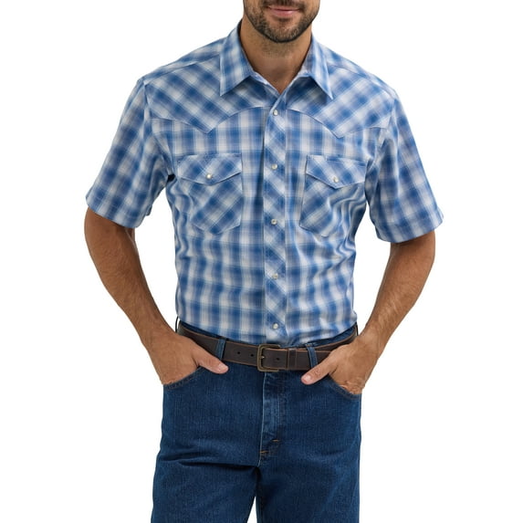 Wrangler® Men's and Big Men's Regular Fit Short Sleeve Western Shirt, Sizes S-5XL