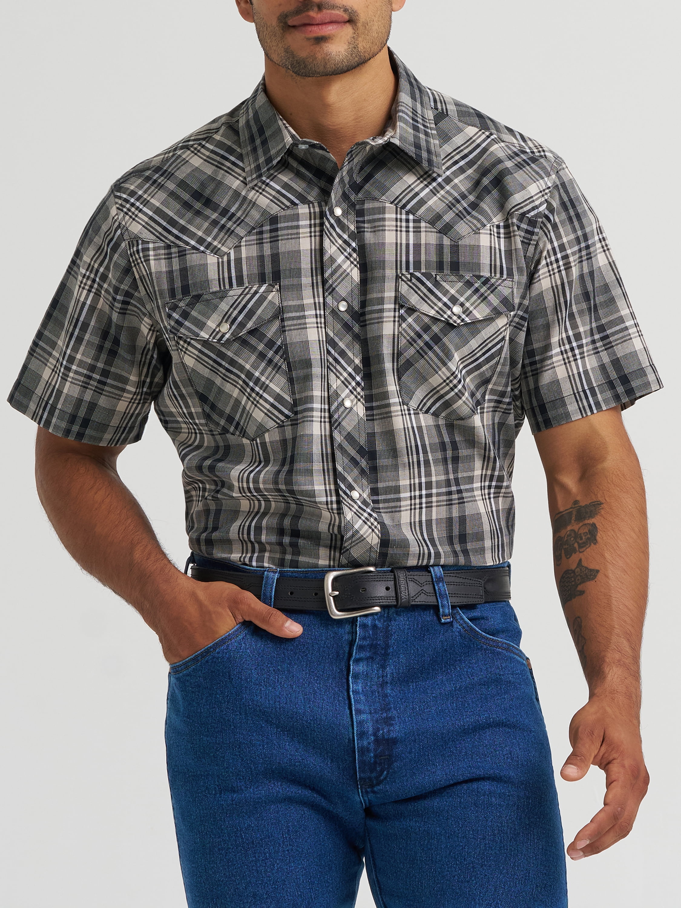 Wrangler® Men's and Big Men's Regular Fit Short Sleeve Western Shirt, Sizes S-5XL