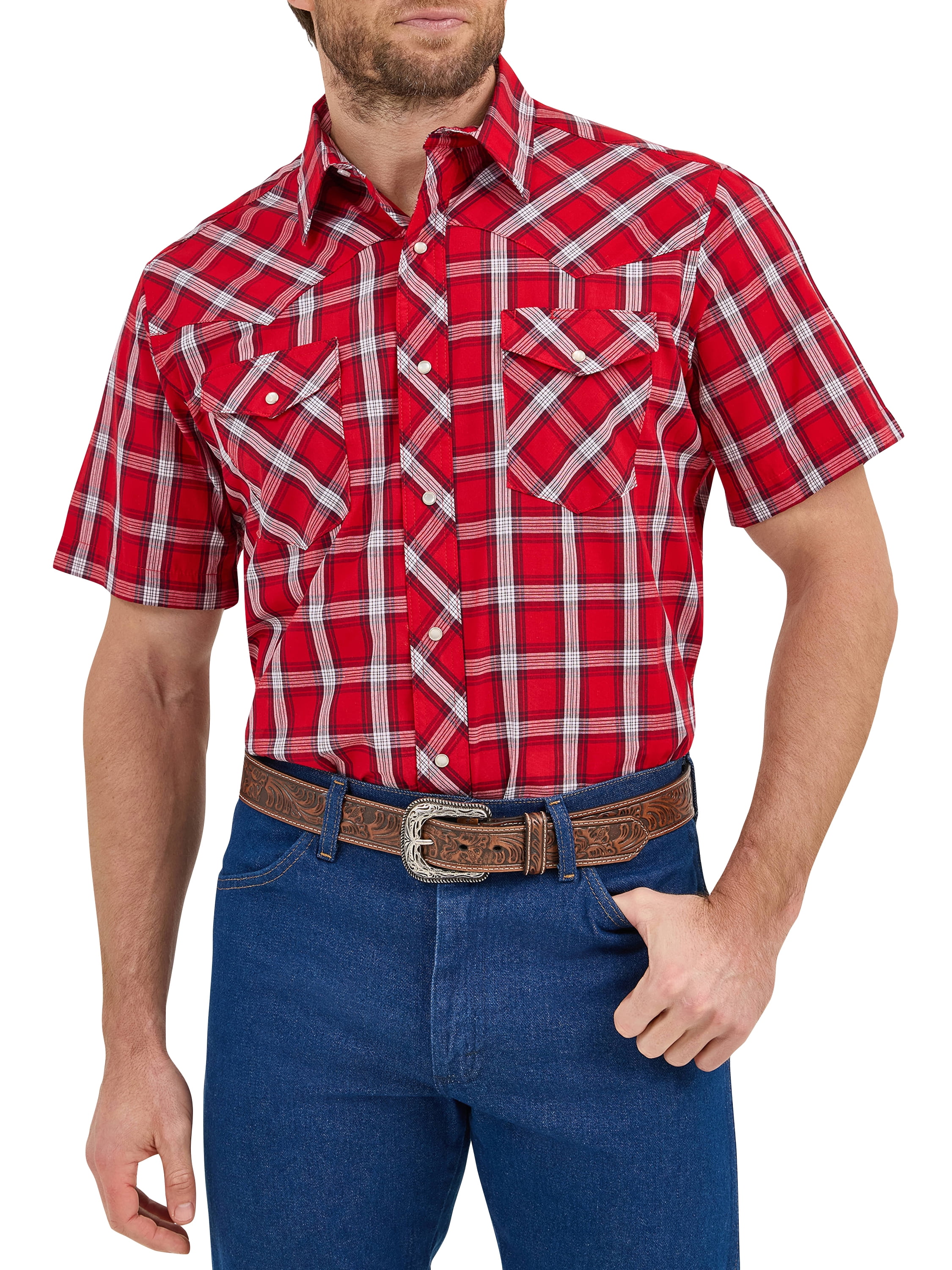 Wrangler® Men's and Big Men's Regular Fit Short Sleeve Western Shirt, Sizes S-5XL