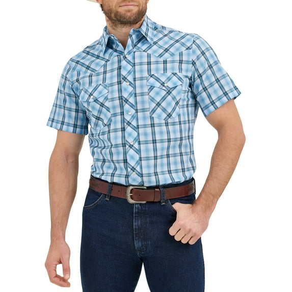 Wrangler® Men's and Big Men's Regular Fit Short Sleeve Western Shirt, Sizes S-5XL