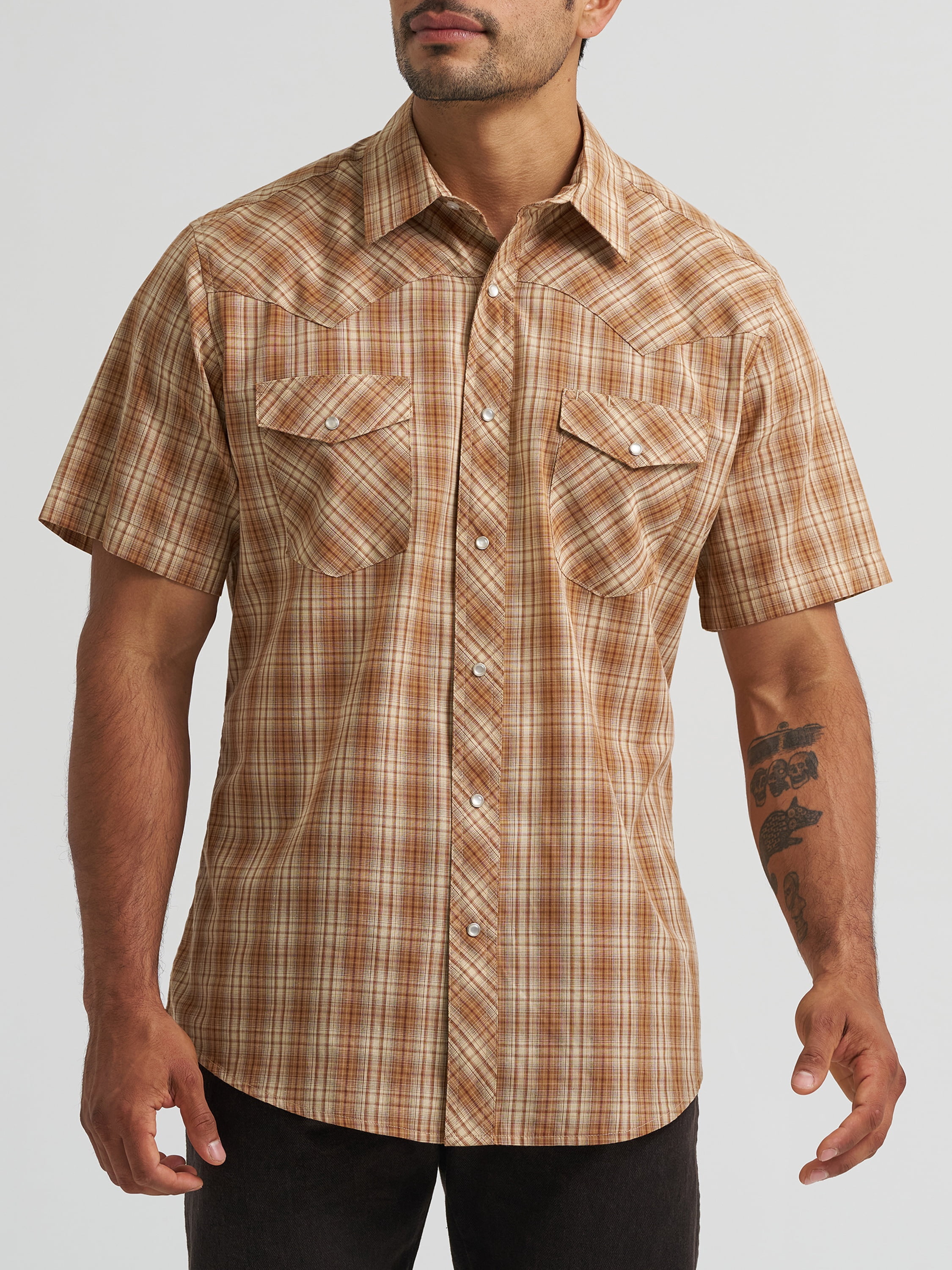 Wrangler® Men's and Big Men's Regular Fit Short Sleeve Western Shirt, Sizes S-5XL