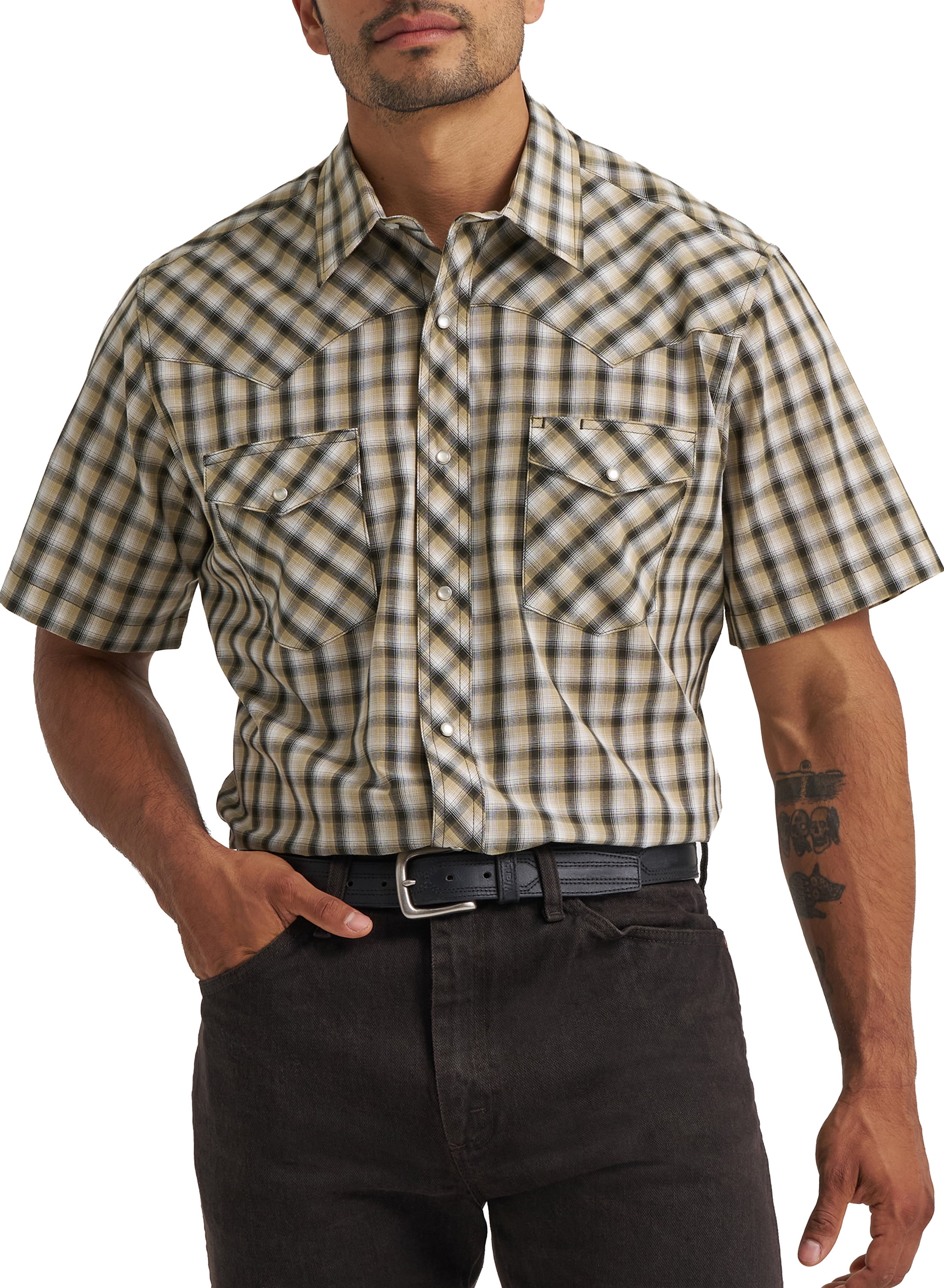 Wrangler® Men's and Big Men's Regular Fit Short Sleeve Western Shirt, Sizes S-5XL