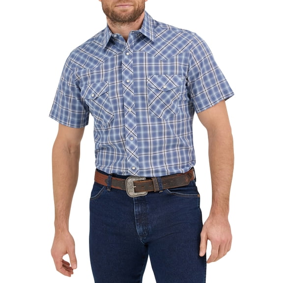 WranglerĀ® Men's and Big Men's Regular Fit Short Sleeve Western Shirt, Sizes S-5XL