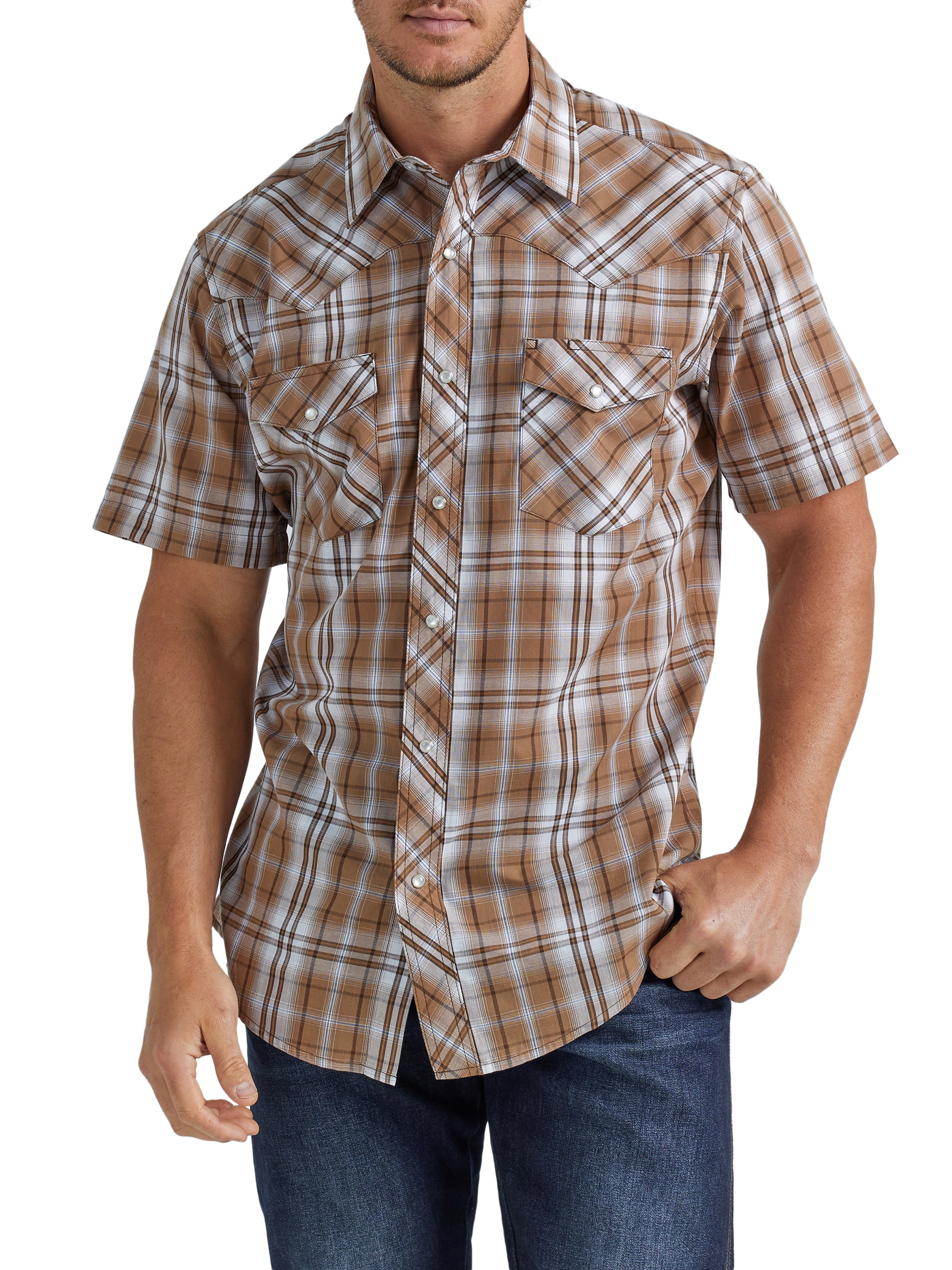 Wrangler® Men's and Big Men's Regular Fit Short Sleeve Western Shirt, Sizes S-5XL