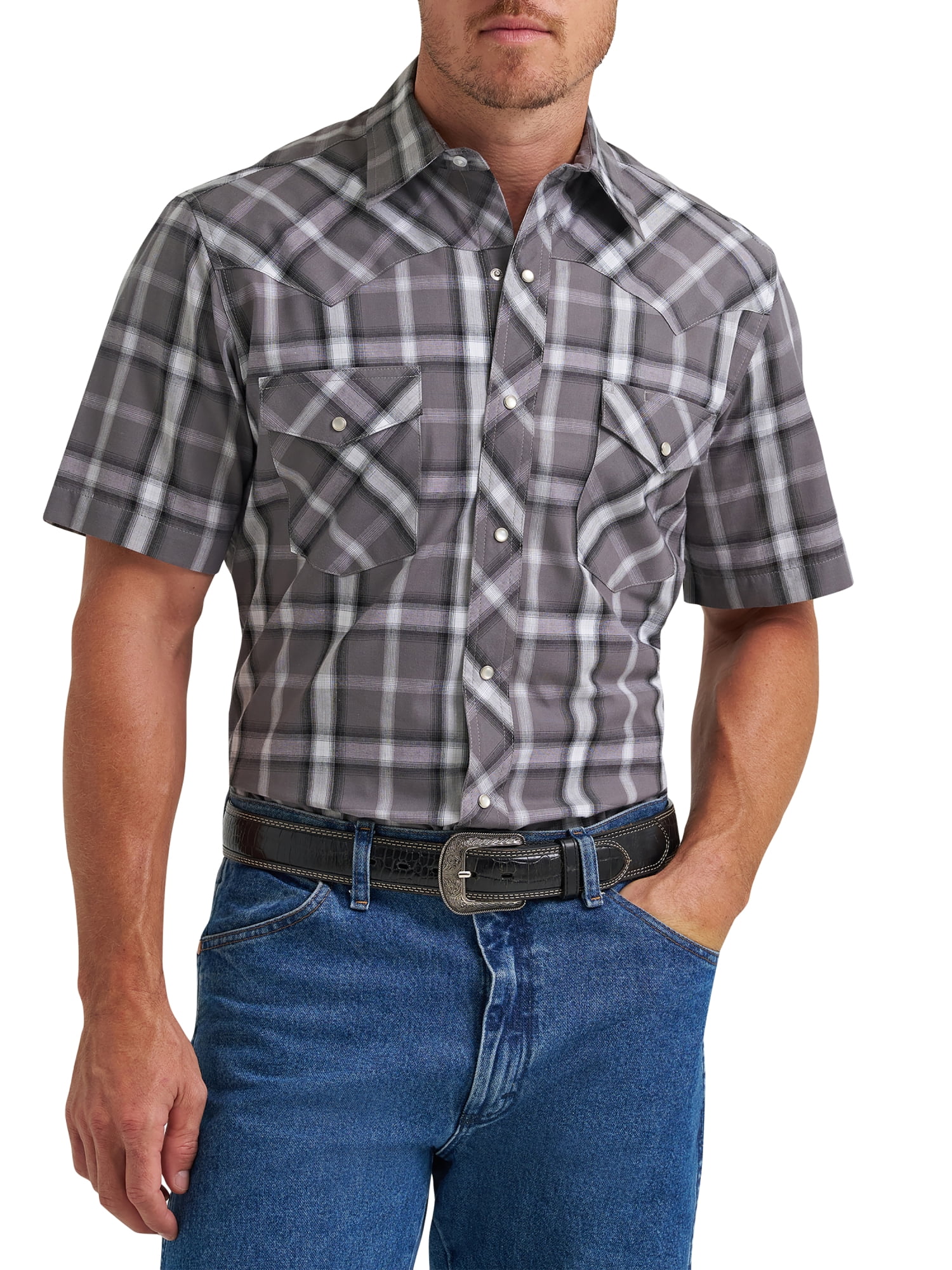 Wrangler® Men's and Big Men's Regular Fit Short Sleeve Western Shirt, Sizes S-5XL