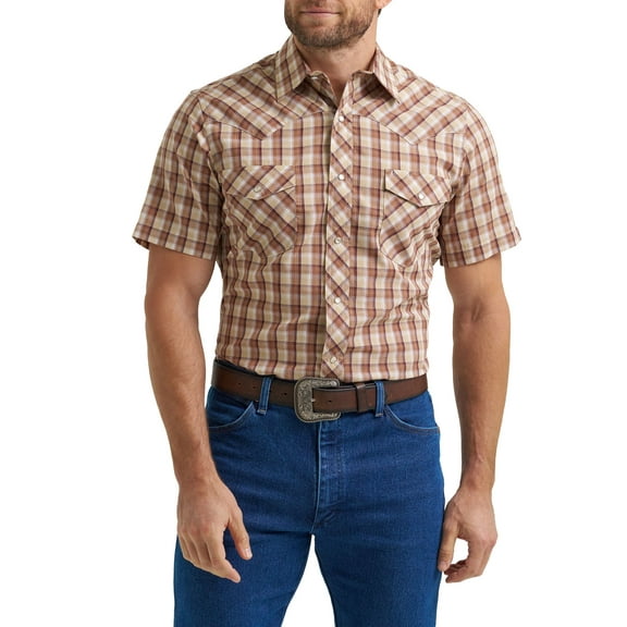 Wrangler® Men's and Big Men's Regular Fit Short Sleeve Western Shirt, Sizes S-5XL