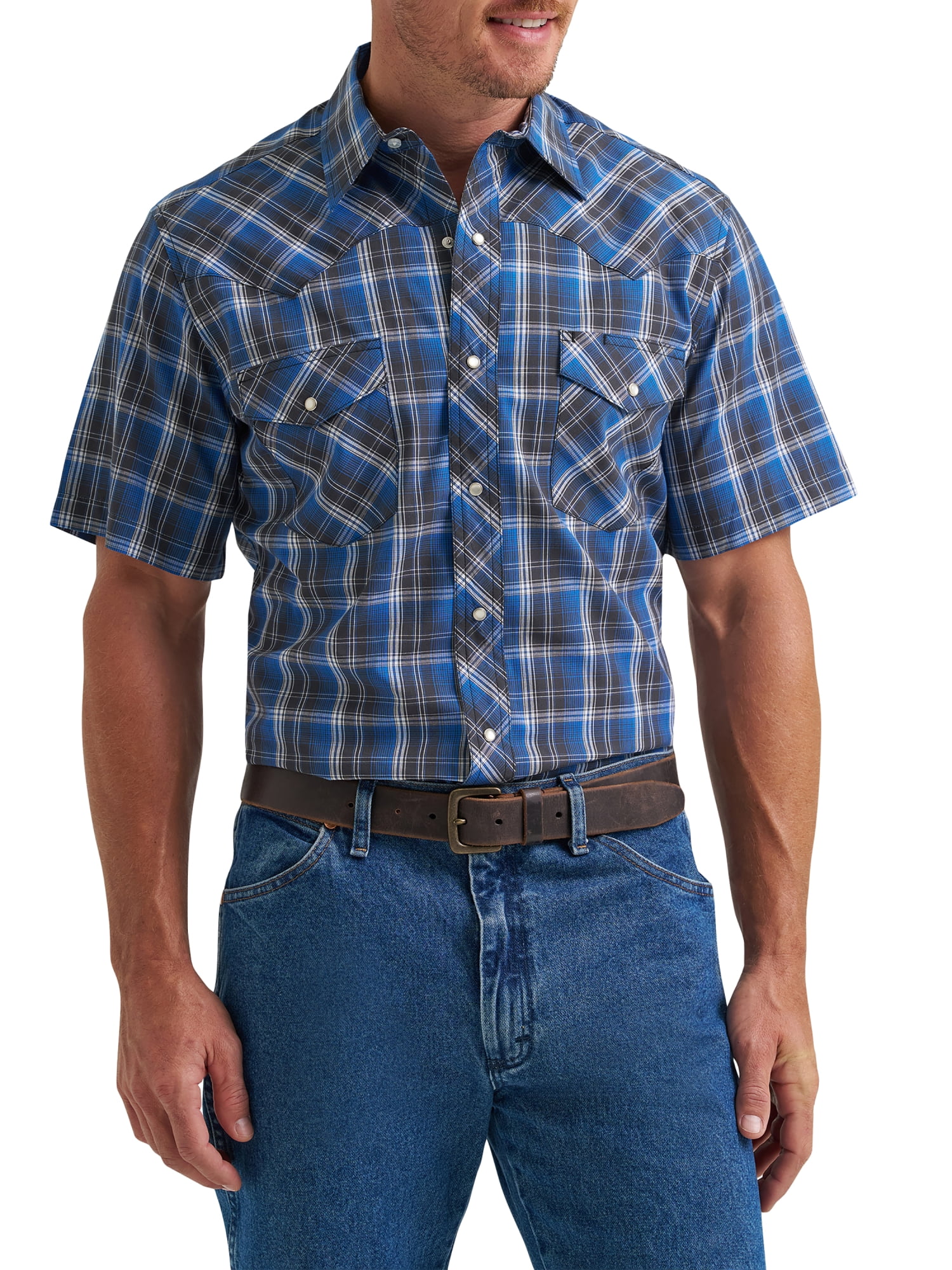 Wrangler® Men's and Big Men's Regular Fit Short Sleeve Western Shirt, Sizes S-5XL