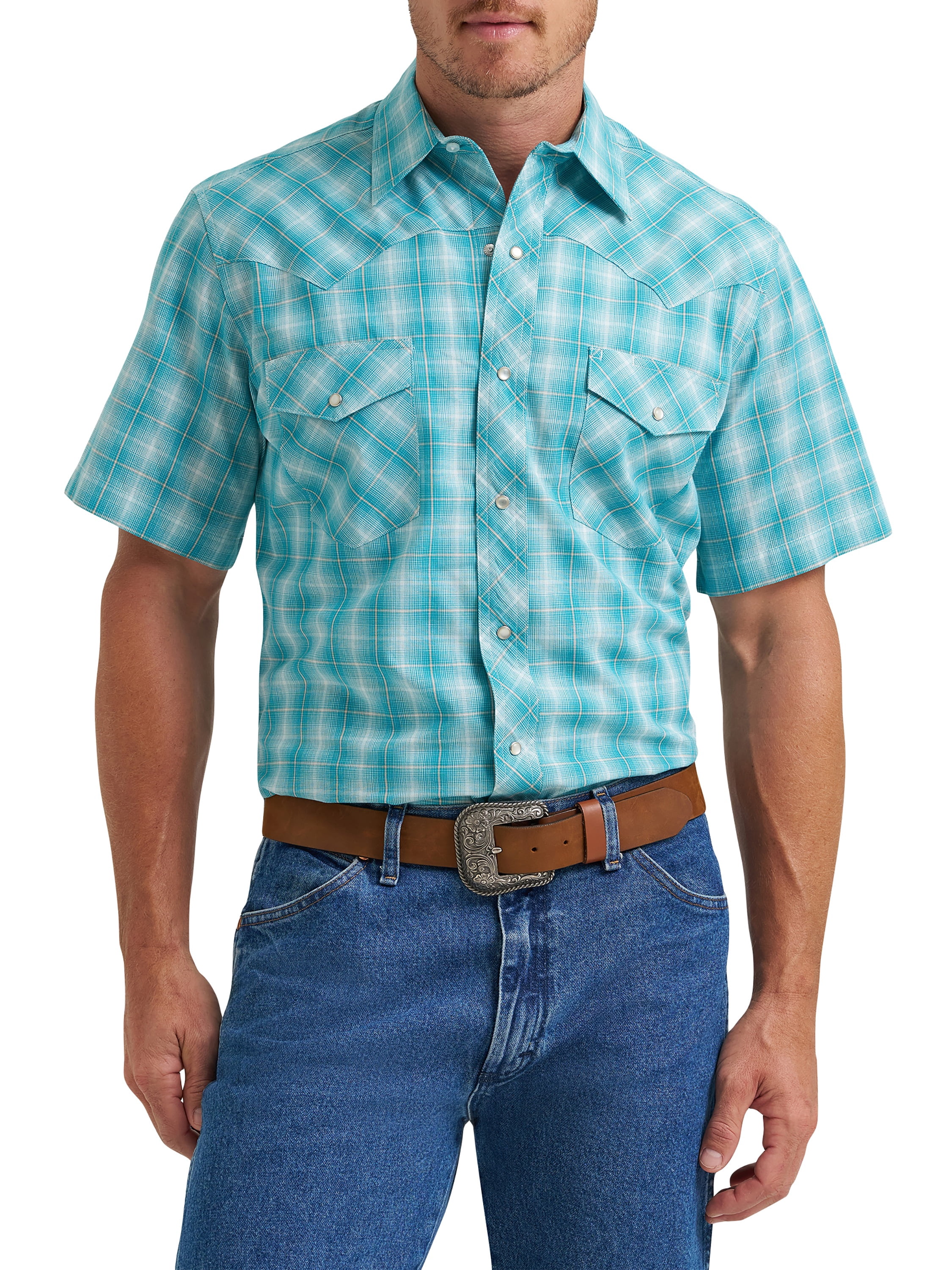 Wrangler® Men's and Big Men's Regular Fit Short Sleeve Western Shirt, Sizes S-5XL