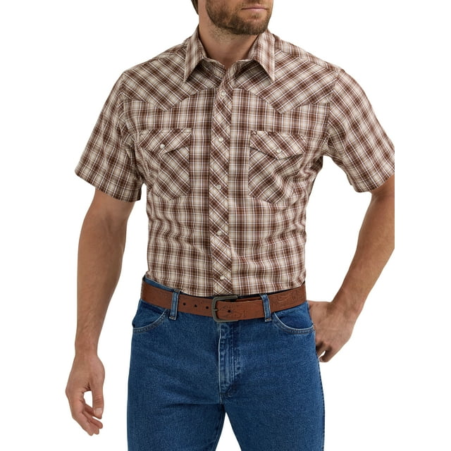 Wrangler® Men's and Big Men's Regular Fit Short Sleeve Western Shirt, Sizes S-5XL