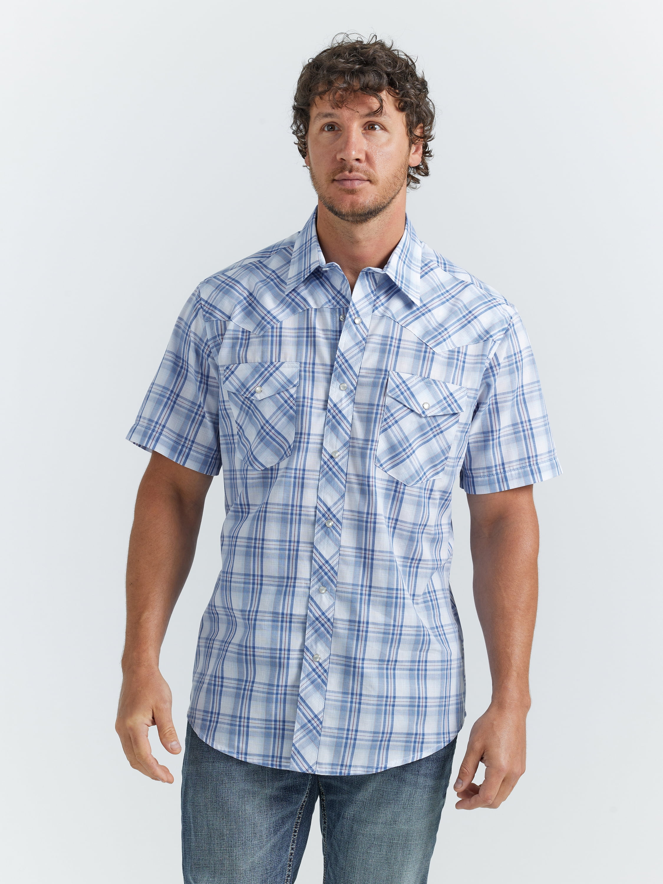 Wrangler® Men's and Big Men's Regular Fit Short Sleeve Western Shirt, Sizes S-5XL