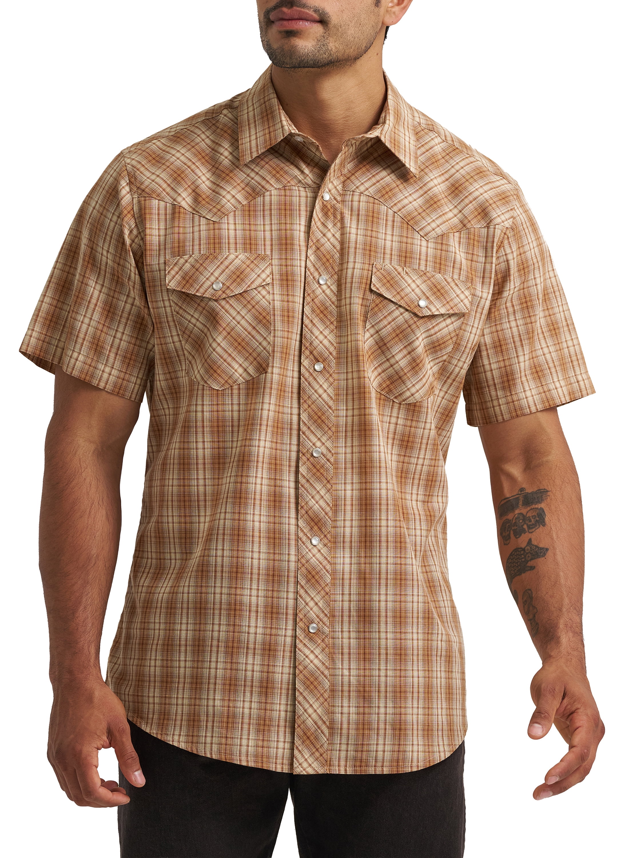 Wrangler® Men's and Big Men's Regular Fit Short Sleeve Western Shirt, Sizes S-5XL