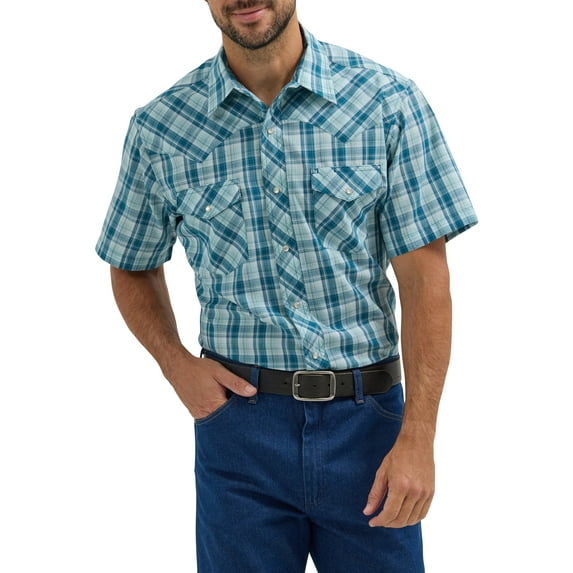 Wrangler® Men's and Big Men's Regular Fit Short Sleeve Western Shirt, Sizes S-5XL