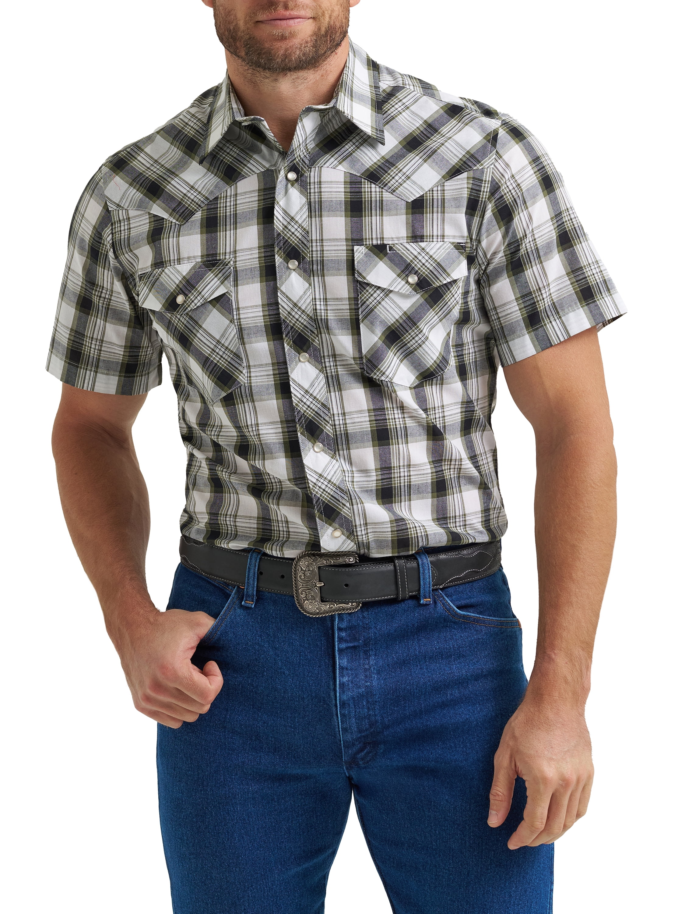 Wrangler® Men's and Big Men's Regular Fit Short Sleeve Western Shirt, Sizes S-5XL