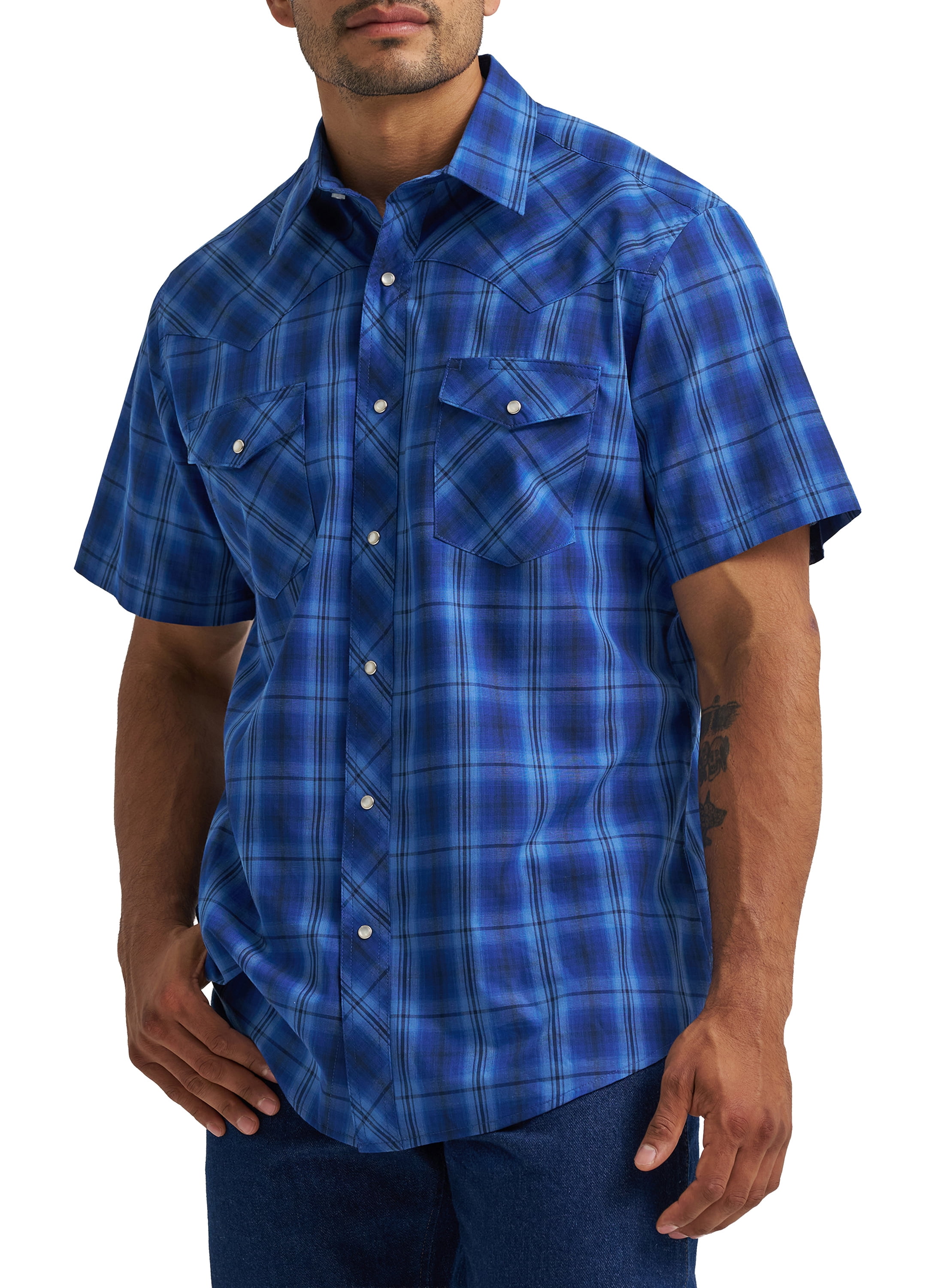 Wrangler® Men's and Big Men's Regular Fit Short Sleeve Western Shirt, Sizes S-5XL