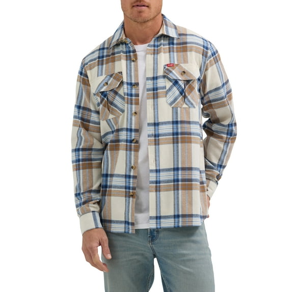 Wrangler® Men's and Big Men's Relaxed Fit Brushed Flannel Shirt with Long Sleeves, Sizes S-5XL