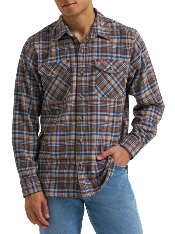 ® Men's and Big Men's Relaxed Fit Brushed Flannel Shirt with Long Sleeves, Sizes S-5XL