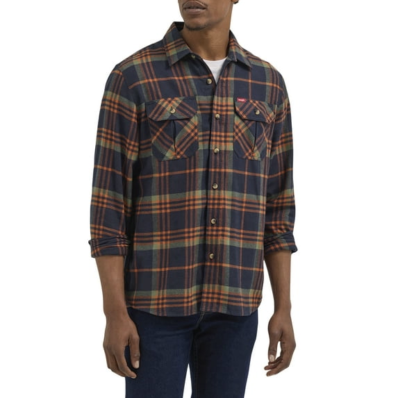 Wrangler® Men's and Big Men's Relaxed Fit Brushed Flannel Shirt with Long Sleeves, Sizes S-5XL