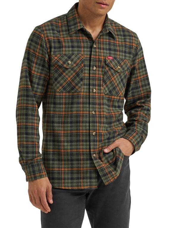 ® Men's and Big Men's Relaxed Fit Brushed Flannel Shirt with Long Sleeves, Sizes S-5XL