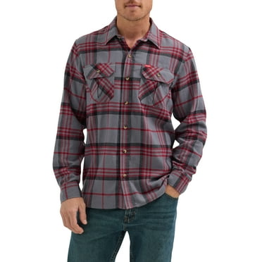 Wrangler® Men's and Big Men's Relaxed Fit Brushed Flannel Shirt with Long Sleeves, Sizes S-5XL