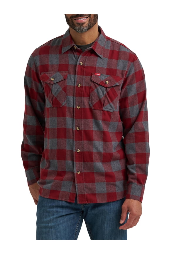® Men's and Big Men's Relaxed Fit Brushed Flannel Shirt with Long Sleeves, Sizes S-5XL