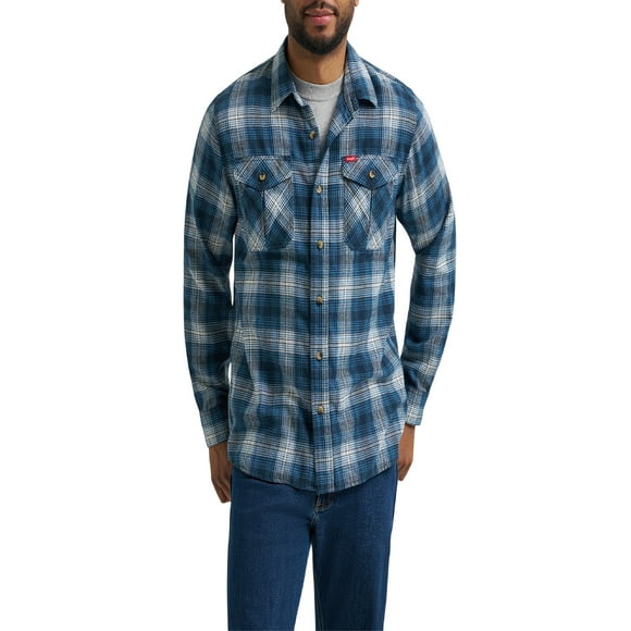 Wrangler® Men's and Big Men's Relaxed Fit Brushed Flannel Shirt with Long Sleeves, Sizes S-5XL