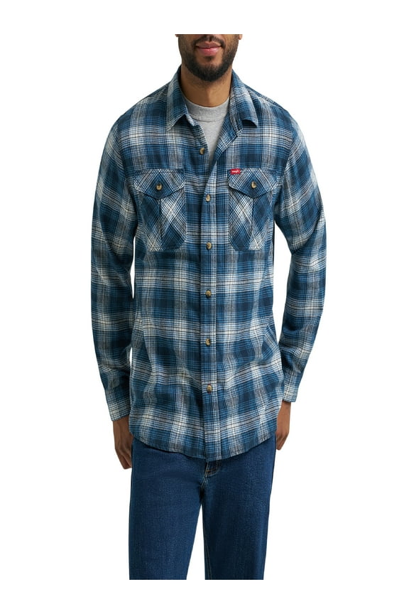 ® Men's and Big Men's Relaxed Fit Brushed Flannel Shirt with Long Sleeves, Sizes S-5XL