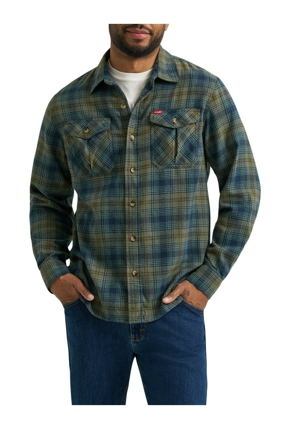 ® Men's and Big Men's Relaxed Fit Brushed Flannel Shirt with Long Sleeves, Sizes S-5XL
