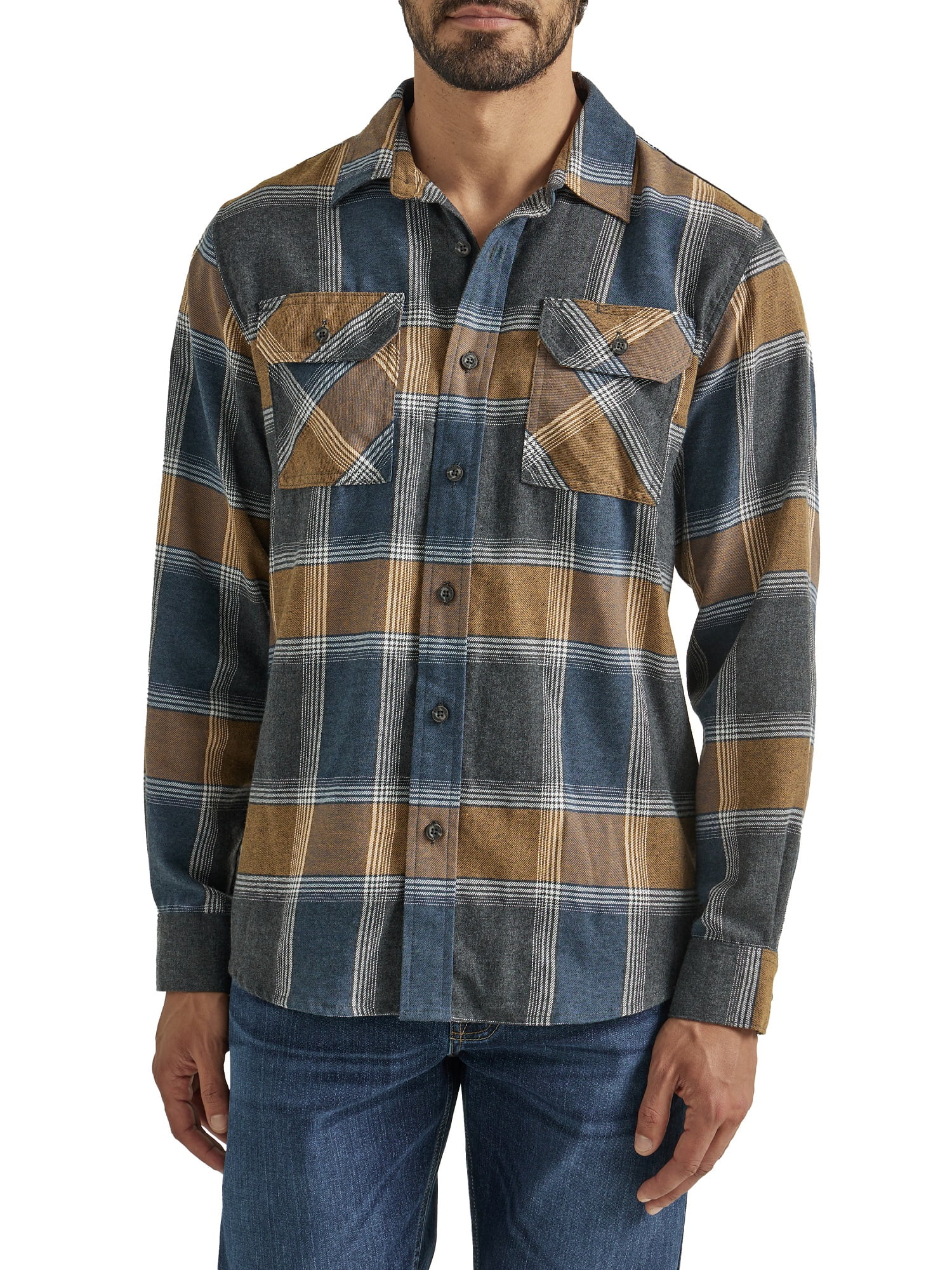 Wrangler® Men's and Big Men's Relaxed Fit Long Sleeve Flannel, Size S-5XL