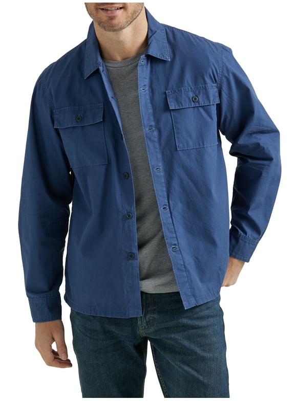 Wrangler® Men's and Big Men's Relaxed Fit Long Sleeve Overshirt (S-5XL)
