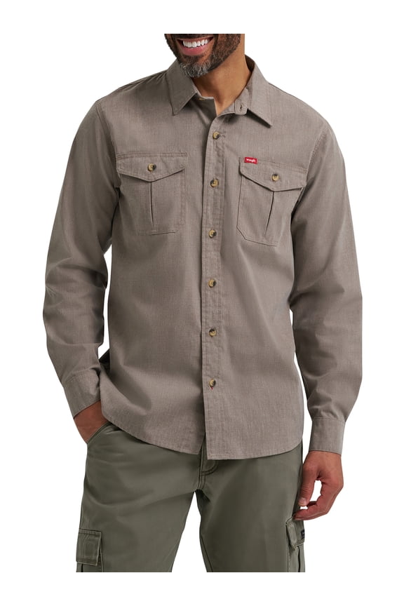 ® Men's and Big Men's Relaxed Fit Long Sleeve Woven Shirt, S-5XL