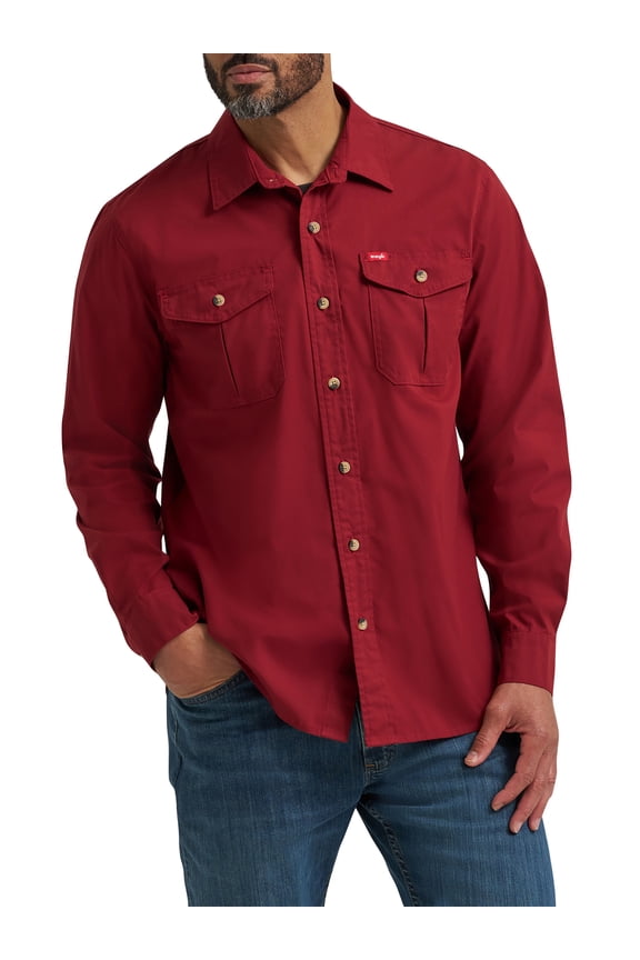 ® Men's and Big Men's Relaxed Fit Long Sleeve Woven Shirt, S-5XL