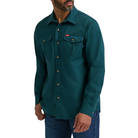 Wrangler® Men's and Big Men's Relaxed Fit Long Sleeve Woven Shirt, S-5XL