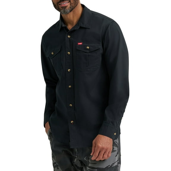 Wrangler® Men's and Big Men's Relaxed Fit Long Sleeve Woven Shirt, S-5XL