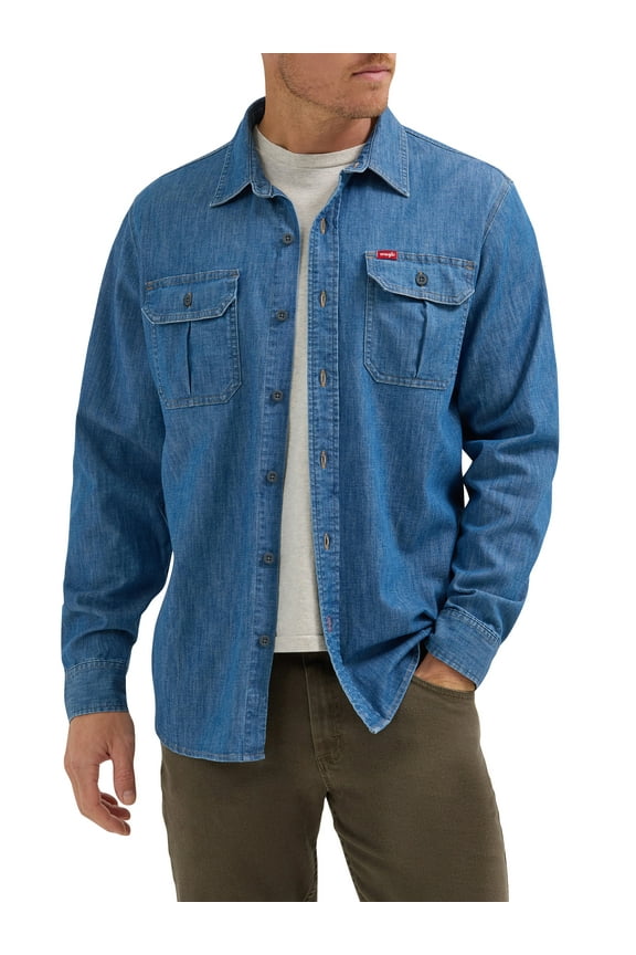 ® Men's and Big Men's Relaxed Fit Long Sleeve Woven Shirt, S-5XL