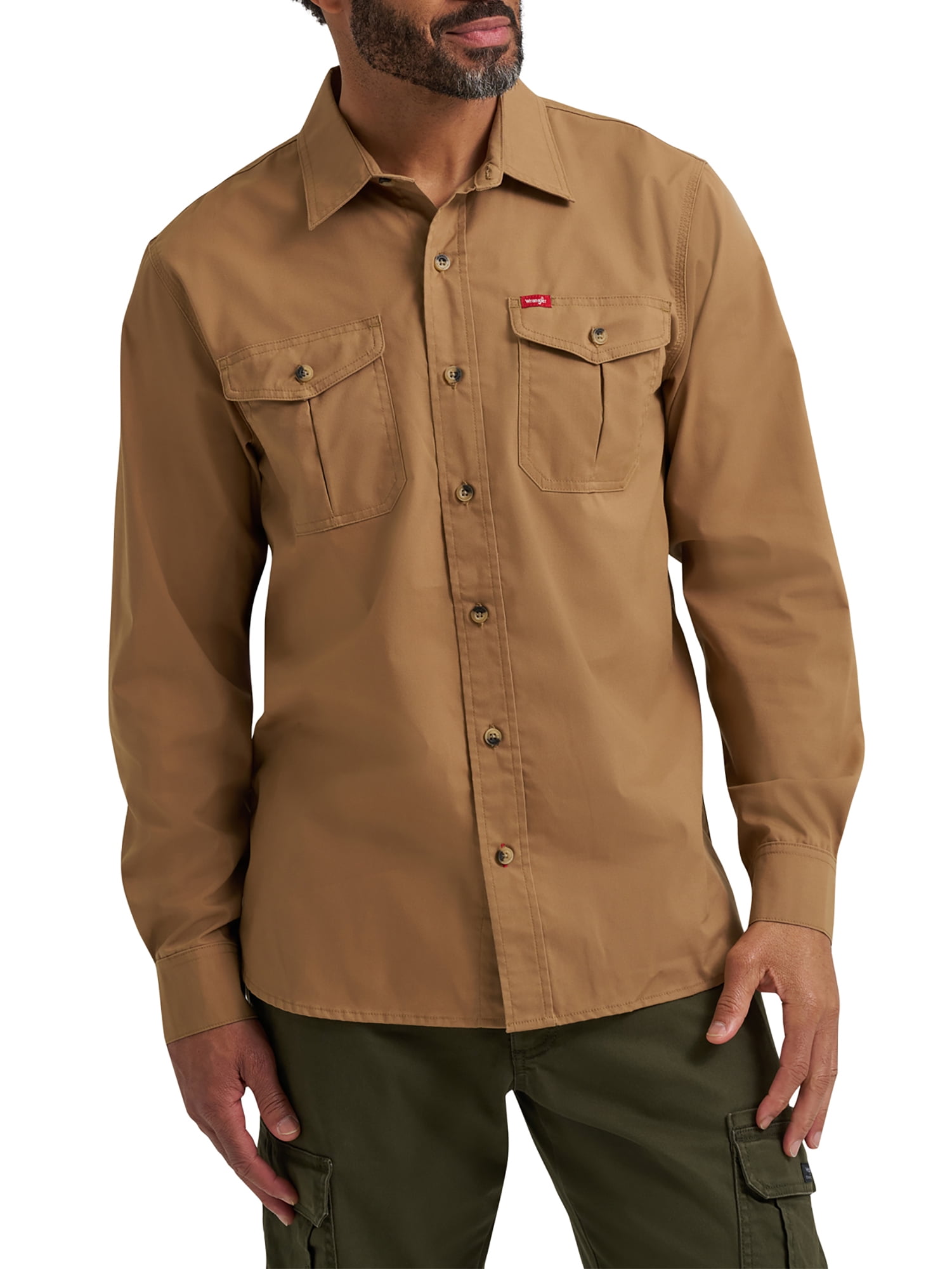 Wrangler® Men's and Big Men's Relaxed Fit Long Sleeve Woven Shirt, S-5XL