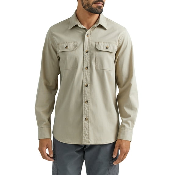 Wrangler® Men's and Big Men's Relaxed Fit Long Sleeve Woven Shirt, Sizes S-5XL