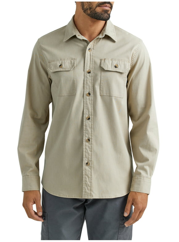 Wrangler® Men's and Big Men's Relaxed Fit Long Sleeve Woven Shirt, Sizes S-5XL