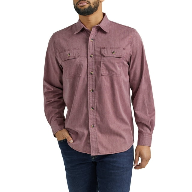 Wrangler® Men's and Big Men's Relaxed Fit Long Sleeve Woven Shirt, Sizes S-5XL