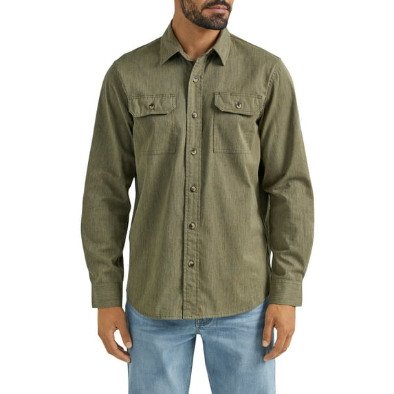 Wrangler® Men's and Big Men's Relaxed Fit Long Sleeve Woven Shirt, Sizes S-5XL