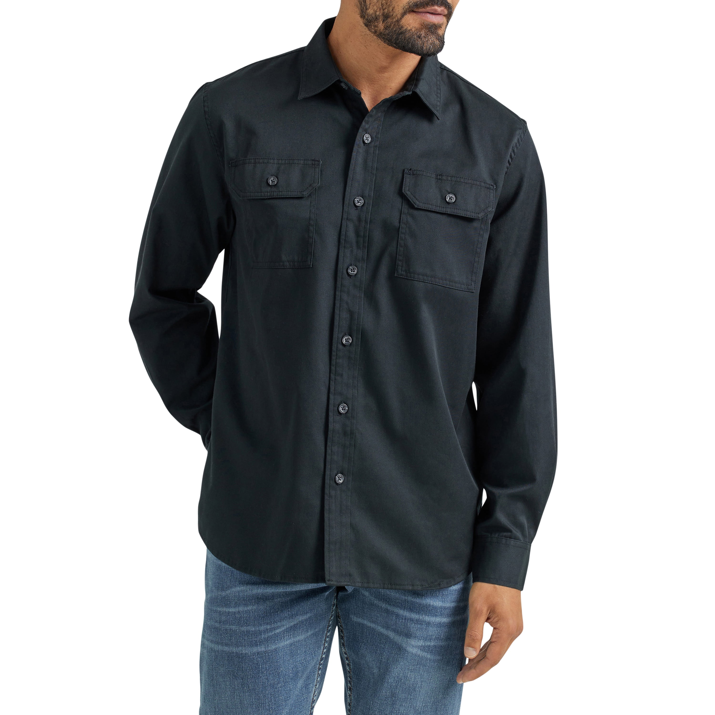 Wrangler® Men's and Big Men's Relaxed Fit Long Sleeve Woven Shirt, Sizes S-5XL