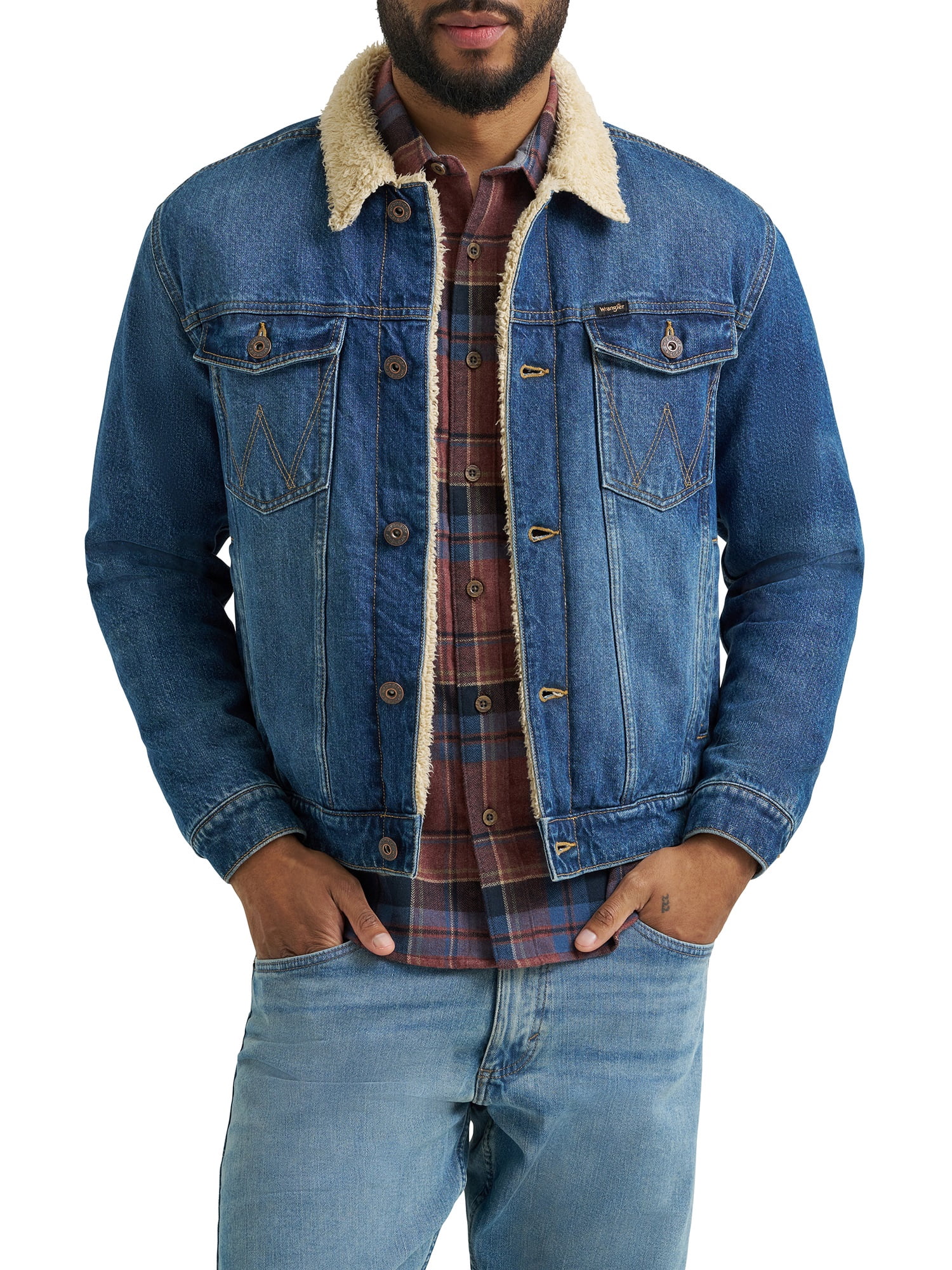 Wrangler® Men's and Big Men's Sherpa Lined Regular Fit Trucker Jacket, Sizes S-2XL
