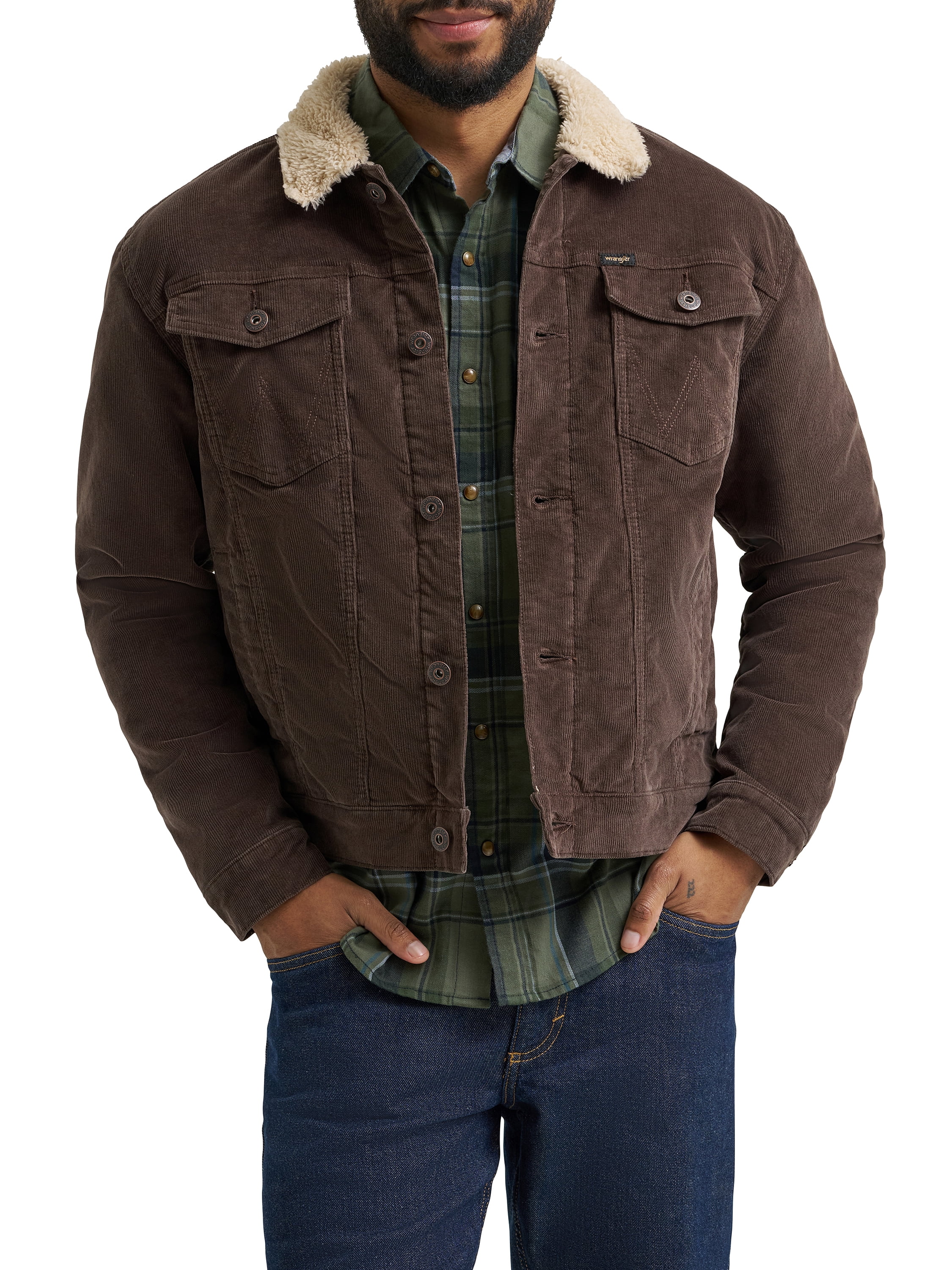 Wrangler® Men's and Big Men's Sherpa Lined Regular Fit Trucker Jacket, Sizes S-2XL