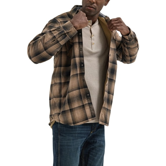 Wrangler® Men's and Big Men's Sherpa Lined Relaxed Fit Heavyweight Shirt Jacket, Sizes S-2XL